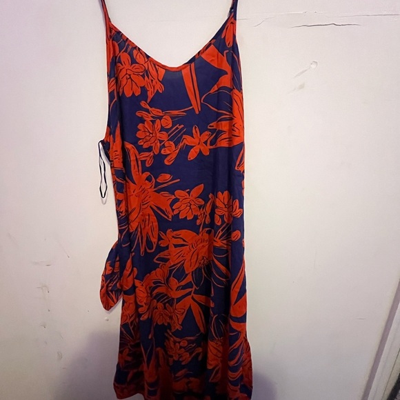 Japna Dresses & Skirts - Japna Navy and Orange Floral Midi Dress
